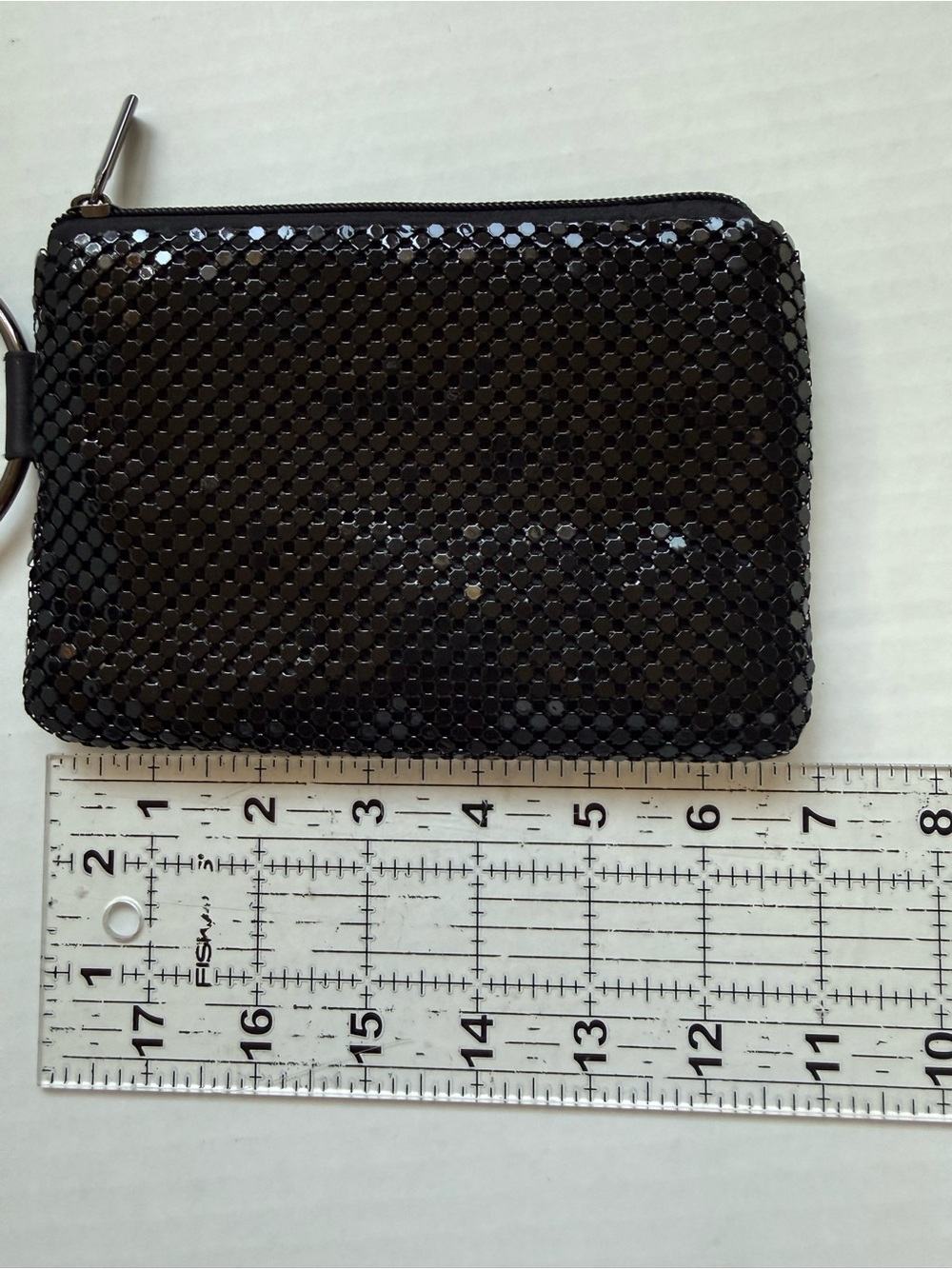 Black Metal Mesh Ring Wristlet Evening Clutch Bag - Picture 6 of 8